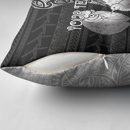 Personalised New Zealand Father's Day Pillow Cover Papa Kiwi Bird Tribal Pattern