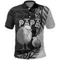 Personalised New Zealand Father's Day Polo Shirt Papa Kiwi Bird Tribal Pattern