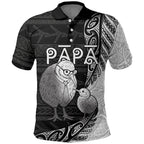 Personalised New Zealand Father's Day Polo Shirt Papa Kiwi Bird Tribal Pattern