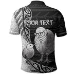 Personalised New Zealand Father's Day Polo Shirt Papa Kiwi Bird Tribal Pattern