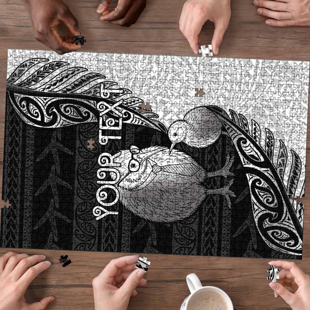 Personalised New Zealand Father's Day Puzzle Papa Kiwi Bird Tribal Pattern