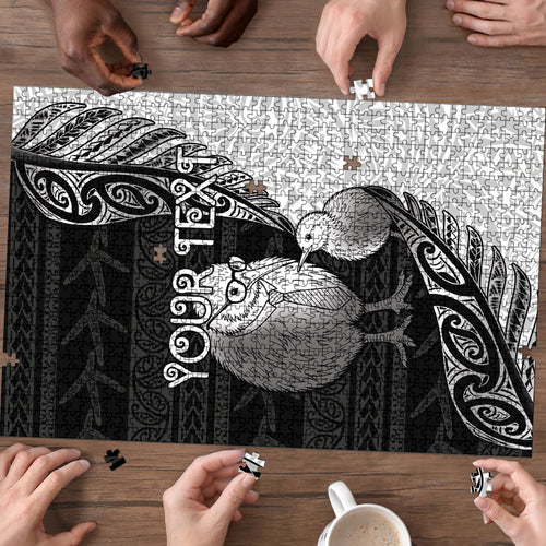 Personalised New Zealand Father's Day Puzzle Papa Kiwi Bird Tribal Pattern