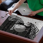 Personalised New Zealand Father's Day Puzzle Papa Kiwi Bird Tribal Pattern