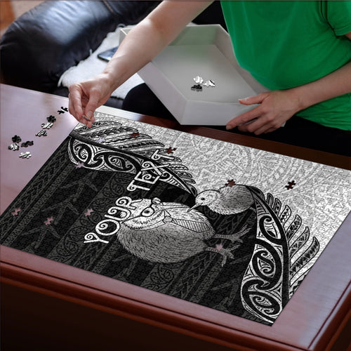 Personalised New Zealand Father's Day Puzzle Papa Kiwi Bird Tribal Pattern