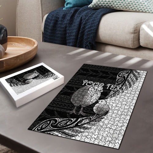 Personalised New Zealand Father's Day Puzzle Papa Kiwi Bird Tribal Pattern