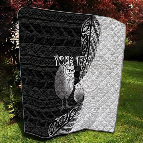 Personalised New Zealand Father's Day Quilt Papa Kiwi Bird Tribal Pattern