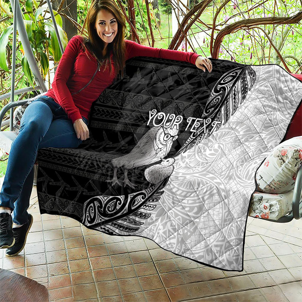 Personalised New Zealand Father's Day Quilt Papa Kiwi Bird Tribal Pattern