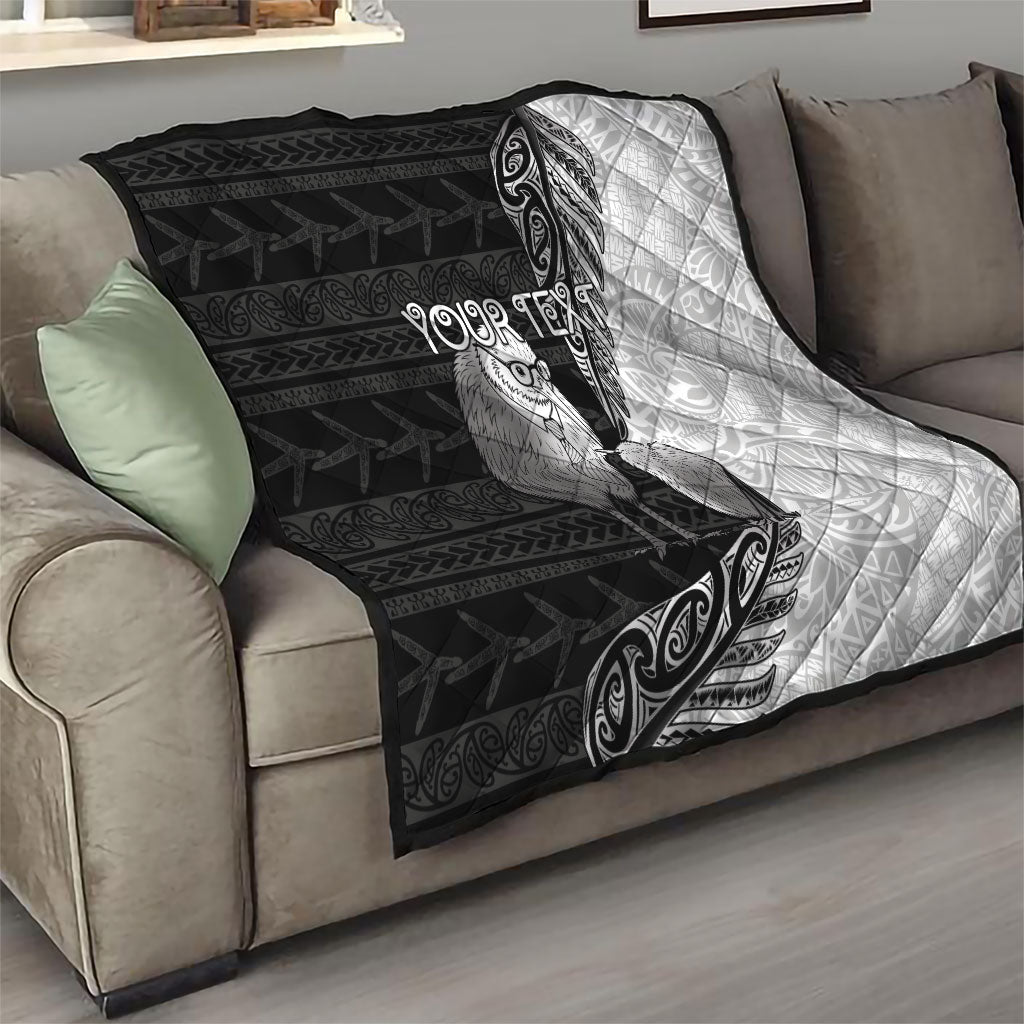 Personalised New Zealand Father's Day Quilt Papa Kiwi Bird Tribal Pattern