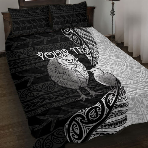 Personalised New Zealand Father's Day Quilt Bed Set Papa Kiwi Bird Tribal Pattern
