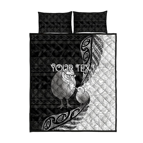 Personalised New Zealand Father's Day Quilt Bed Set Papa Kiwi Bird Tribal Pattern