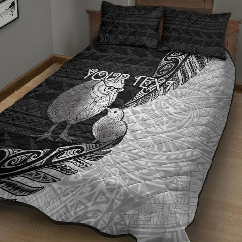 Personalised New Zealand Father's Day Quilt Bed Set Papa Kiwi Bird Tribal Pattern