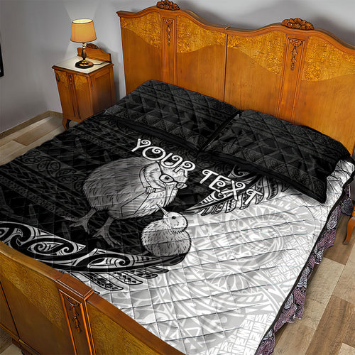 Personalised New Zealand Father's Day Quilt Bed Set Papa Kiwi Bird Tribal Pattern
