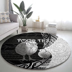 Personalised New Zealand Father's Day Round Carpet Papa Kiwi Bird Tribal Pattern