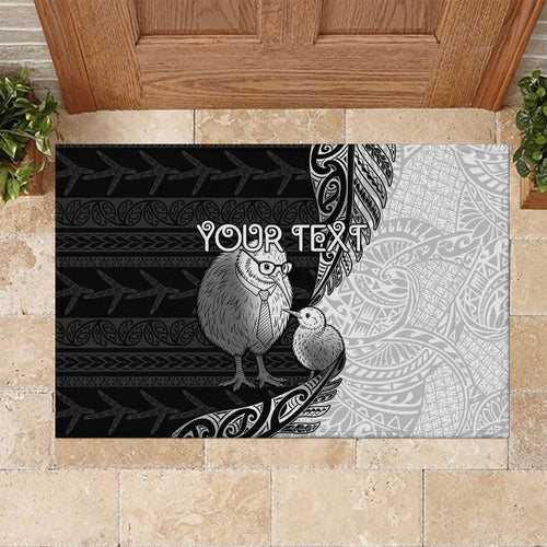 Personalised New Zealand Father's Day Rubber Doormat Papa Kiwi Bird Tribal Pattern