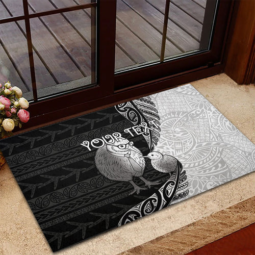 Personalised New Zealand Father's Day Rubber Doormat Papa Kiwi Bird Tribal Pattern