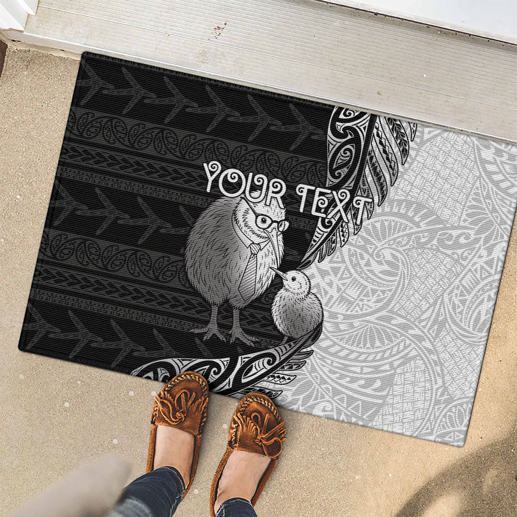 Personalised New Zealand Father's Day Rubber Doormat Papa Kiwi Bird Tribal Pattern