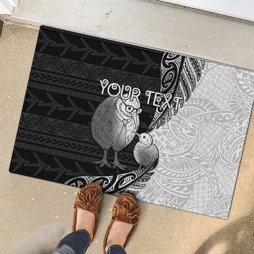 Personalised New Zealand Father's Day Rubber Doormat Papa Kiwi Bird Tribal Pattern