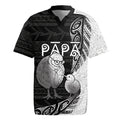 Personalised New Zealand Father's Day Rugby Jersey Papa Kiwi Bird Tribal Pattern