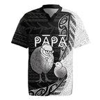 Personalised New Zealand Father's Day Rugby Jersey Papa Kiwi Bird Tribal Pattern