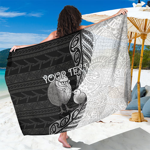 Personalised New Zealand Father's Day Sarong Papa Kiwi Bird Tribal Pattern