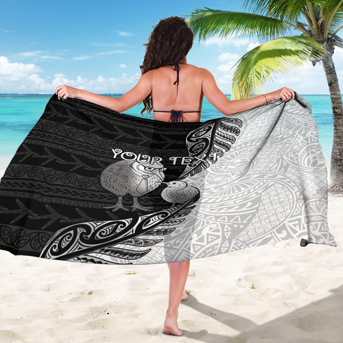 Personalised New Zealand Father's Day Sarong Papa Kiwi Bird Tribal Pattern