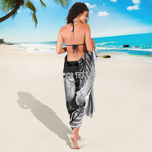 Personalised New Zealand Father's Day Sarong Papa Kiwi Bird Tribal Pattern