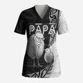 Personalised New Zealand Father's Day Scrub Top Papa Kiwi Bird Tribal Pattern