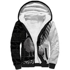 Personalised New Zealand Father's Day Sherpa Hoodie Papa Kiwi Bird Tribal Pattern