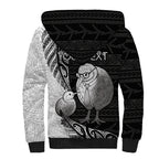 Personalised New Zealand Father's Day Sherpa Hoodie Papa Kiwi Bird Tribal Pattern