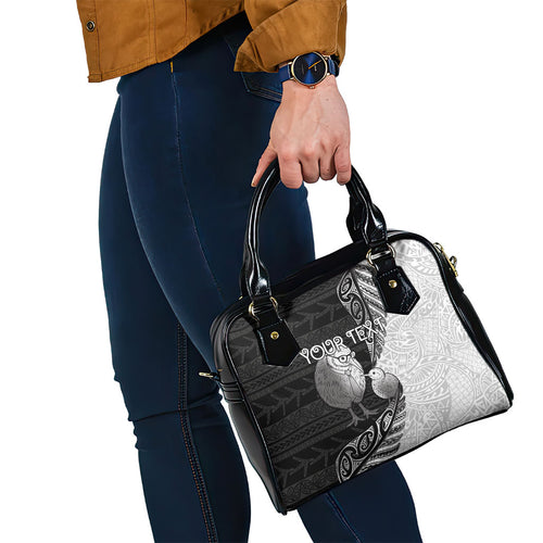 Personalised New Zealand Father's Day Shoulder Handbag Papa Kiwi Bird Tribal Pattern