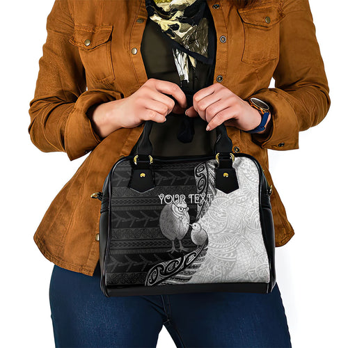 Personalised New Zealand Father's Day Shoulder Handbag Papa Kiwi Bird Tribal Pattern