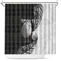 Personalised New Zealand Father's Day Shower Curtain Papa Kiwi Bird Tribal Pattern