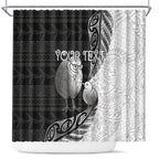 Personalised New Zealand Father's Day Shower Curtain Papa Kiwi Bird Tribal Pattern