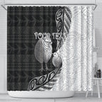 Personalised New Zealand Father's Day Shower Curtain Papa Kiwi Bird Tribal Pattern