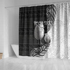 Personalised New Zealand Father's Day Shower Curtain Papa Kiwi Bird Tribal Pattern