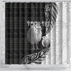 Personalised New Zealand Father's Day Shower Curtain Papa Kiwi Bird Tribal Pattern