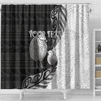 Personalised New Zealand Father's Day Shower Curtain Papa Kiwi Bird Tribal Pattern