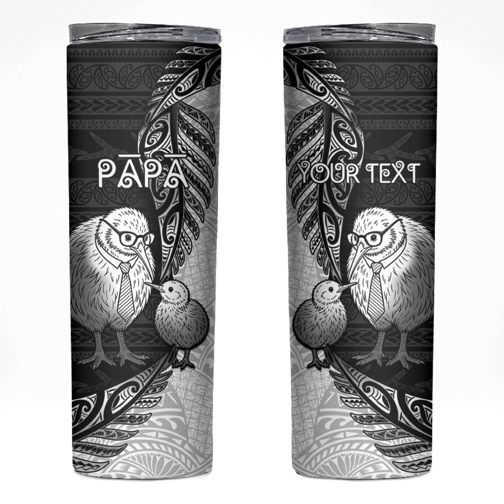 Personalised New Zealand Father's Day Skinny Tumbler Papa Kiwi Bird Tribal Pattern