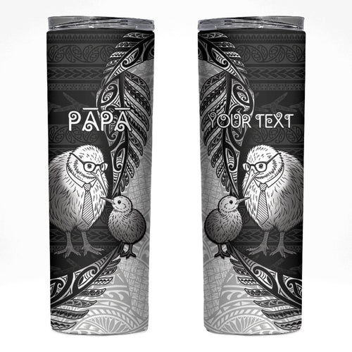 Personalised New Zealand Father's Day Skinny Tumbler Papa Kiwi Bird Tribal Pattern