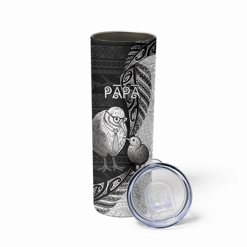 Personalised New Zealand Father's Day Skinny Tumbler Papa Kiwi Bird Tribal Pattern