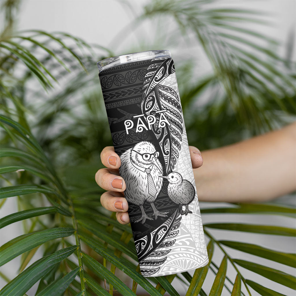 Personalised New Zealand Father's Day Skinny Tumbler Papa Kiwi Bird Tribal Pattern