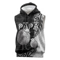 Personalised New Zealand Father's Day Sleeveless Hoodie Papa Kiwi Bird Tribal Pattern