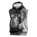 Personalised New Zealand Father's Day Sleeveless Zip Hoodie Papa Kiwi Bird Tribal Pattern