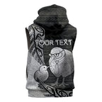 Personalised New Zealand Father's Day Sleeveless Zip Hoodie Papa Kiwi Bird Tribal Pattern