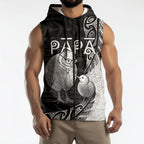 Personalised New Zealand Father's Day Sleeveless Zip Hoodie Papa Kiwi Bird Tribal Pattern