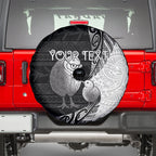 Personalised New Zealand Father's Day Spare Tire Cover Papa Kiwi Bird Tribal Pattern