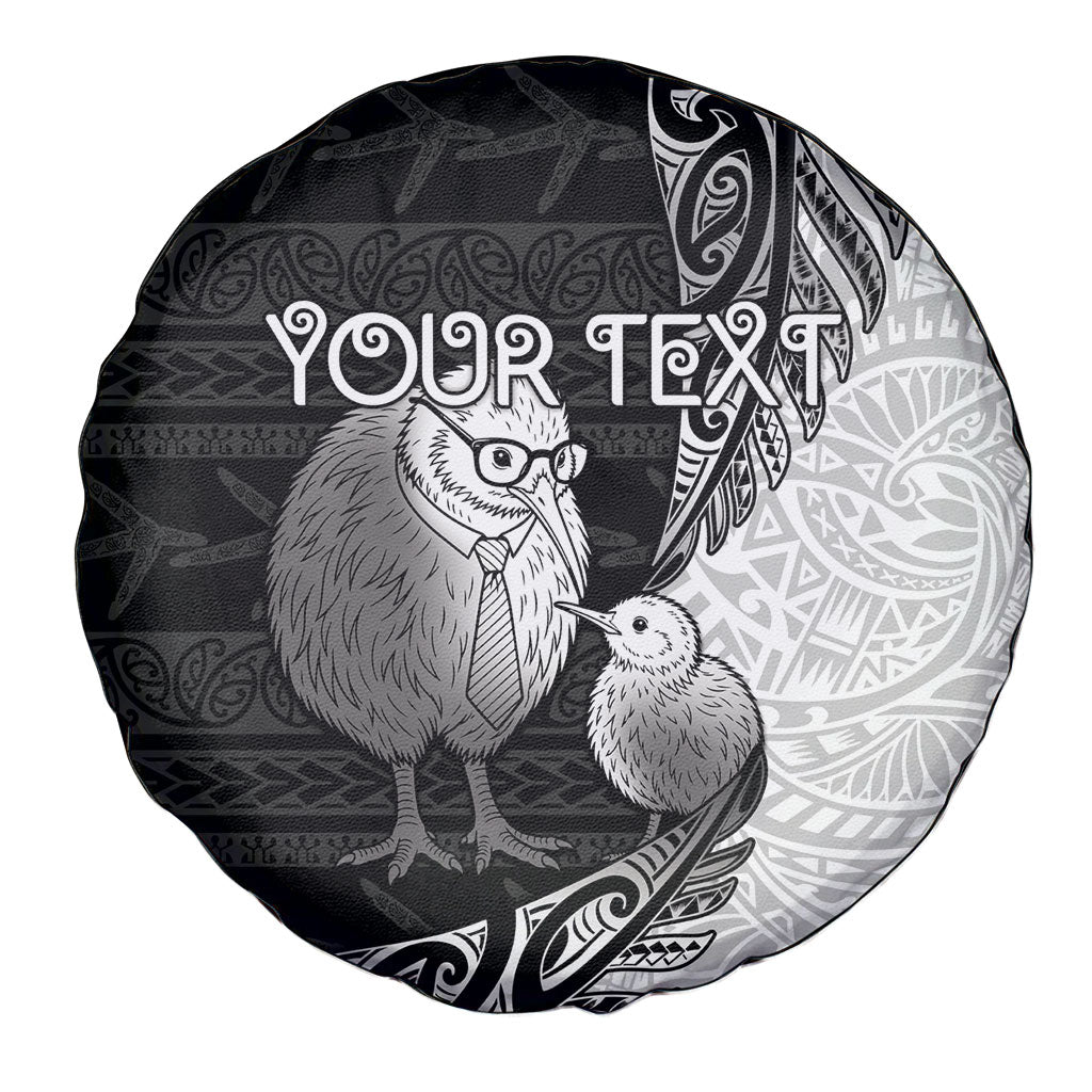 Personalised New Zealand Father's Day Spare Tire Cover Papa Kiwi Bird Tribal Pattern