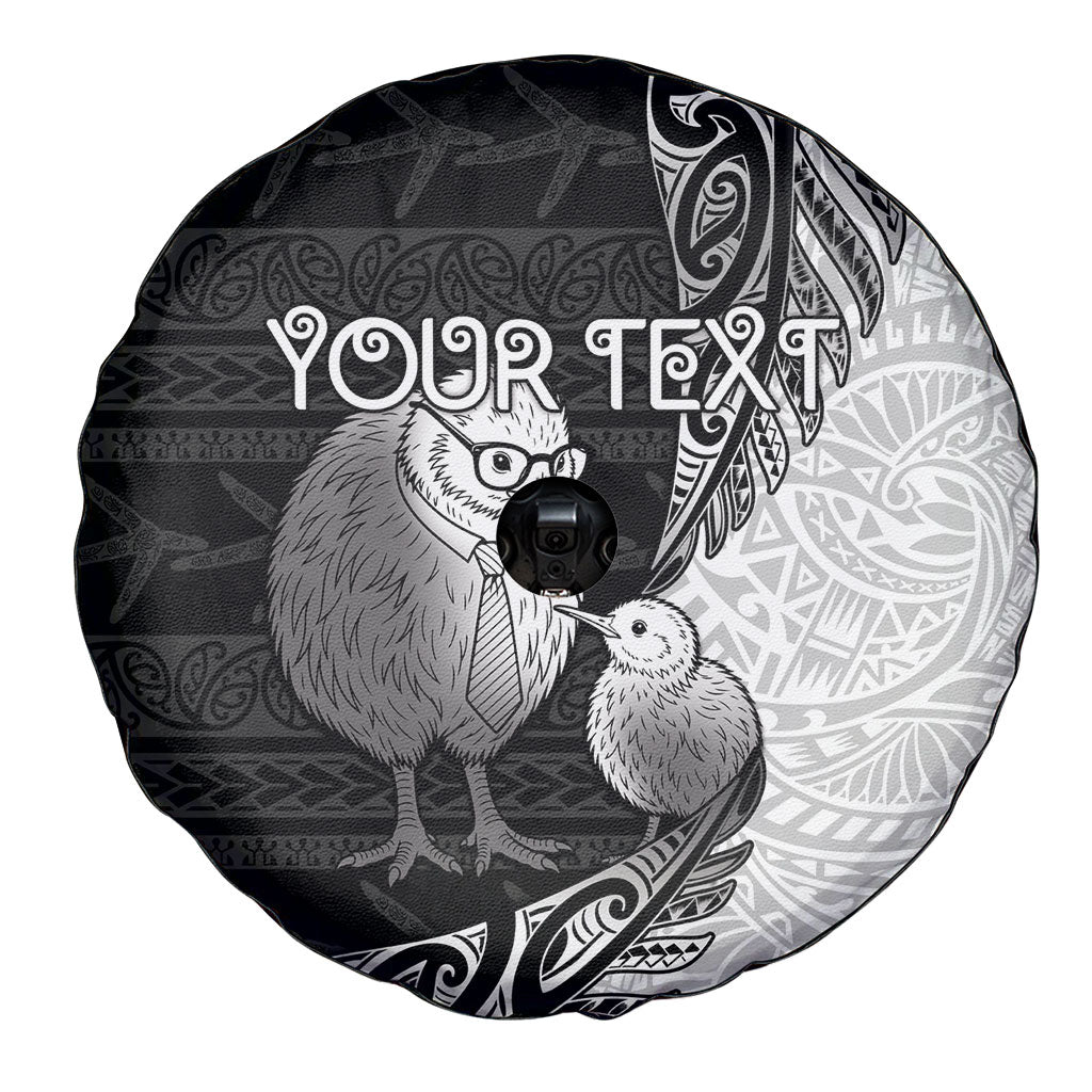 Personalised New Zealand Father's Day Spare Tire Cover Papa Kiwi Bird Tribal Pattern