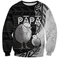 Personalised New Zealand Father's Day Sweatshirt Papa Kiwi Bird Tribal Pattern