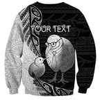 Personalised New Zealand Father's Day Sweatshirt Papa Kiwi Bird Tribal Pattern